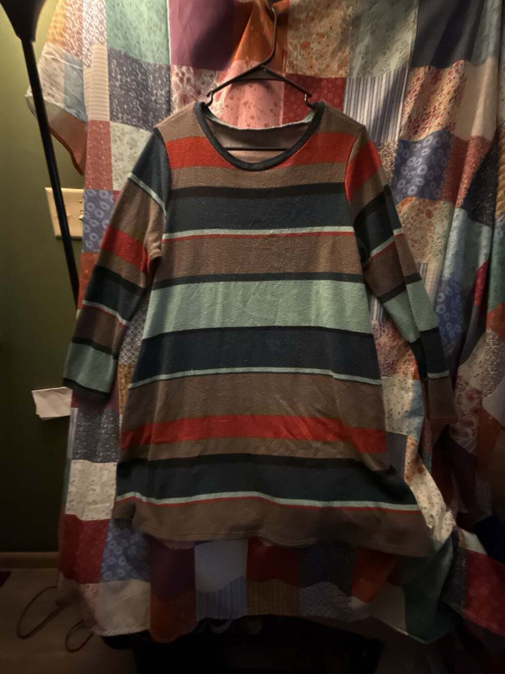 Women's Multicolored Striped Long Sleeve Tunic Dress